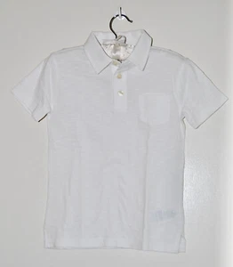 NWT Crewcuts Little Boys Solid White SS Pocket Slub Polo Shirt sz 4-5 - Picture 1 of 11