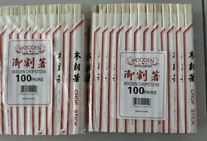 200 Pairs Wooden Chopstick*Sushi*Ramen*Pho*Chinese*Japanese*Poke Bowl*Take Out - Picture 1 of 4