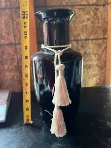 Schwarze Amethyst Vase ca. 12"x5" - Bild 1 von 2