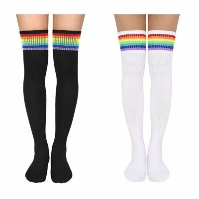 1 par de medias deportivas hasta la rodilla arco iris para mujer y niña Foto 1 de 2