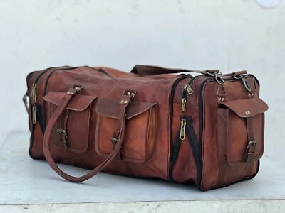 30 Bolso de mano plegable de cuero de cabra equipaje de fin de semana viaje para pasar la noche Foto 1 de 4