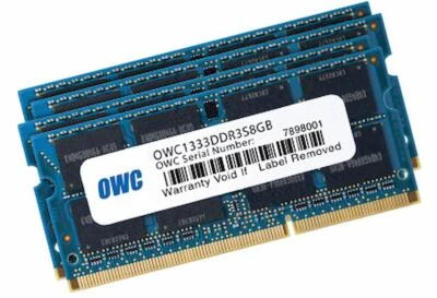 OWC ram 32GB (4 x 8GB) 204-Pin SODIMM DDR3 PC3-10600 1333MHz 1.5v for Mac - Image 1 of 2