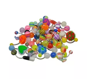50 PCS Belly Button Barbell Acrylic and Surgical Steel Lot 14 Gauge Randomly - Picture 1 of 2