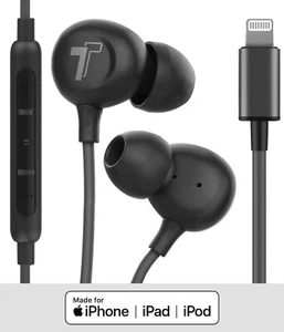 Lightning Headphones w/ MFi Apple Certified iPhone 13 Connector Earbuds w/ Mic - Picture 1 of 9