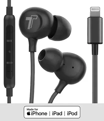 Lightning Headphones w/ MFi Apple Certified iPhone 13 Connector Earbuds w/ Mic - Image 1 of 4