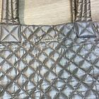 MZ WALLACE Moondust Gray Metallic Quilted Large Metro Tote  See Pictures For Imp