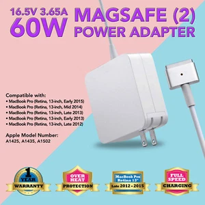 60W AC Charger Magsafe2 Power Supply Adapter for Apple MacBook Pro 13' 15' 17 - Picture 1 of 7