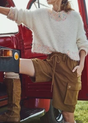 NWT Free People Charli Bronze Brown  Wool Blend Cargo Shorts Size XS Retail $148 - Image 1 of 4