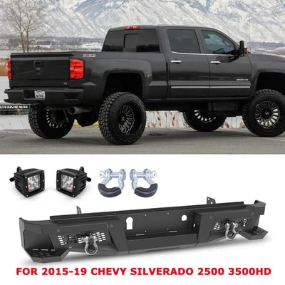 2015-2019 Rear Bumper For GMC Sierra 2500HD Heavy Duty w/ LED Lights 2*D-rings - Imagem 1 de 4