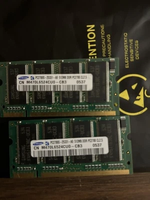 Samsung 1gb DDR sodimm Laptop Memory PC-2700 333Mhz RAM (2 X. 512MB) - Image 1 of 3
