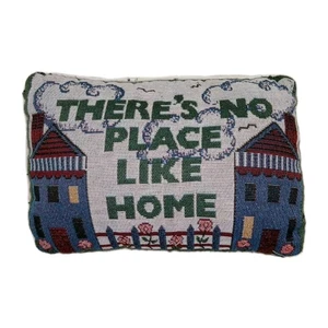 Vintage Tapestry Pillow There's No Place Like Home Country Cottagecore Granny - Picture 1 of 4