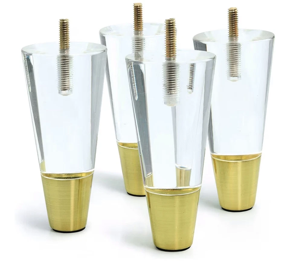 Juego de 4 (4 pulgadas) patas de acrílico estilo cónico transparente para muebles - NUEVO Foto 1 de 2