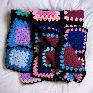 Vintage Crocheted Throw Granny Squares Afghan Blanket Handmade Beautiful 54x31 D - Picture 1 of 14