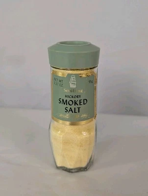 Vtg Schilling McCormick Hickory Smoked Salt 3.37 Oz Green Lid Glass Spice Jar - Image 1 of 4