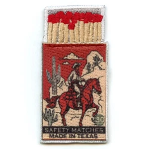 Safety Matches Patch Made In Texas Embroidered Iron On - Picture 1 of 2