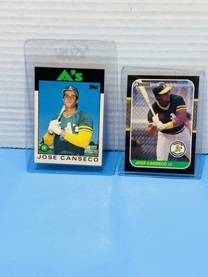 1986 Topps Traded Jose Canseco Rookie RC & 1987 Donruss #97 Baseball Card Lot - Image 1 of 4