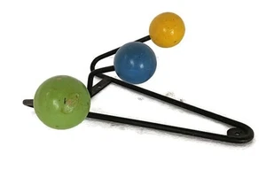 Atomic Small coat rack colored wooden balls pop art Roger Feraud wrought iron Fr - Picture 1 of 9