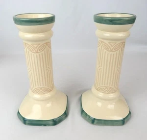 Villeroy & Boch Candle Stick Holders Beige and Green - Picture 1 of 11