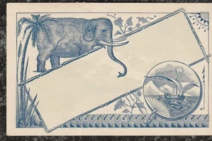 Tarjeta de stock de elefante de la era victoriana para comercio o como tarjeta de visita/llamada 4 x 2,5 - Imagen 1 de 2