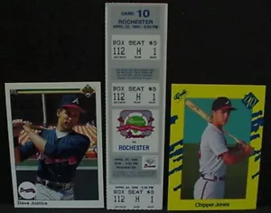 Richmond Braves Rochester Ticket Stub 25th 1990 Chipper Jones RC T92 Justice 711 - Picture 1 of 18