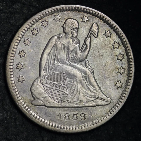 1859-O Seated Liberty Silver Quarter CHOICE AU E373 YHFZ Cover
