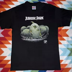 HANES Vintage Jurassic Park Promo Shirt 90s Dinosaur Hatching Egg 1993 Med Mint - Picture 1 of 9