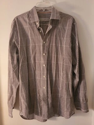 Camisa de hombre Scott James marrón a cuadros manga larga con botones talla grande Foto 1 de 4