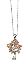 14ct Rose Gold-Plated 925 Sterling Silver Tree Pendant Necklace (Chain Included)