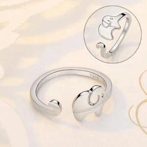 Lindo anillo de joyería de plata esterlina 925 elefante ajustable para niñas regalo para mujeres Reino Unido - Imagen 1 de 6