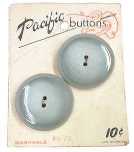 2 Pacific Vintage Buttons Plastic 2 Holes No 70 Gray 1.25" D - Picture 1 of 6