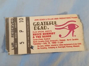 July 7-10-90 1990 Grateful Dead Ticket Stub Raleigh North Carolina Carter Finley - Picture 1 of 2
