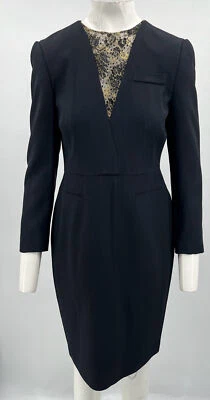 Alexander McQueen ALTERED Black Lace-Insert Long Sleeve A-Line Dress sz L - Image 1 of 4