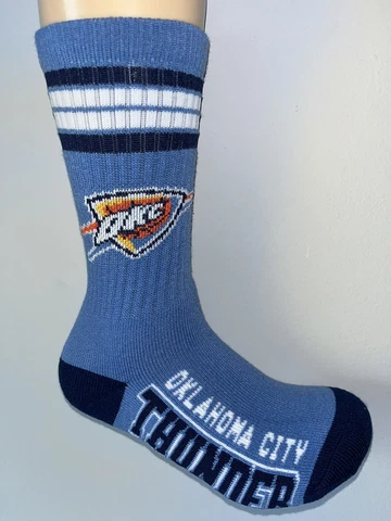 OKLAHOMA CITY THUNDER NBA JERSEY LOGO 4 STRIPE CREW LENGTH SOCKS MEDIUM Cover
