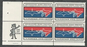 US. 1306. 5c. Emisión del Tratado de Aves Migratorias. Bloque de cremallera de 4. MNH. 1966 - Imagen 1 de 2