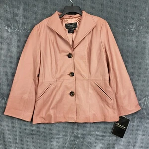Terry Lewis Classic Luxuries Genuine Leather Jacket Women's Medium Coral NEW VTG - Picture 1 of 12