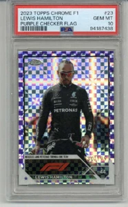2023 TOPPS CHROME F1 PURPLE CHECKER FLAG LEWIS HAMILTON CARD PSA 10 LOW POP 2 - Picture 1 of 2