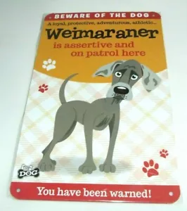 WAGS & WHISKERS ATTENZIONE AL CANE "WEIMARANER" INSEGNA/TARGA IN METALLO NUOVA CON SCATOLA - Foto 1 di 2