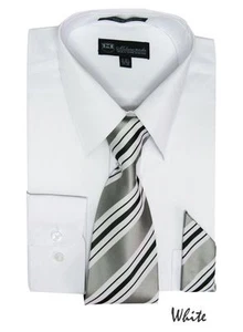 Men's Dress Shirt with Matching Tie and Handkerchief Set Style SG21A - Picture 1 of 30