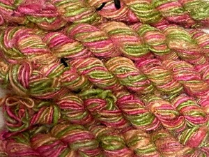 100 g Himalayan Recycled Sari Silk Yarn Multi Orange Pink Shades - Picture 1 of 2