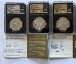Set of three 1 OZ /Platinum coins from South African Mint PF70UC signed . - Picture 1 of 5