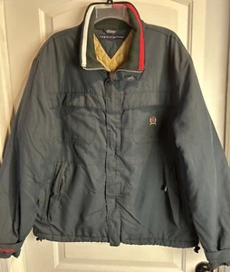Y2K Tommy Hilfiger Dark Green Quilted Lined Winter Coat Jacket Zip Men’s XXL - Picture 1 of 16