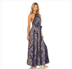 Free People Summer Soire Jumpsuit in Garden Combo Navy Pantsuit 4 - Picture 1 of 5