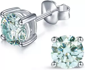 1/2/3Ct Moissanite Stud Earrings for Women 925 Sterling Silver Hypoallergenic Fl - Picture 1 of 12