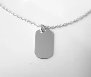 Sterling Silber 22mm massiv Erkennungsmarke Anhänger an feiner Kette Halskette + Geschenktüte - Bild 1 von 4