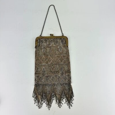 Bolso Cartera Vintage Malla Metálica Noche Aleta Dorado y Plata Foto 1 de 4