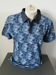 Polo Milano Italy maglia abbottonata taglia XL 54 blu floreale - Foto 1 di 4