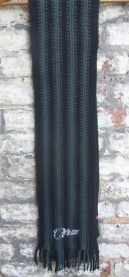 O'Neill Grey & Black Striped Mens Knit Scarf Tassels White embroidered Logo — 第 1/4 张图片