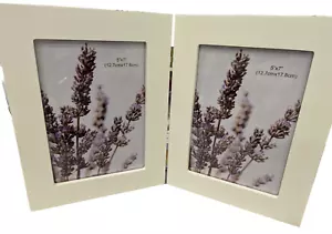 Adeco 5x7 White Wood Decorative Hinged Table Top Desktop Vertical Picture Frame - Picture 1 of 4