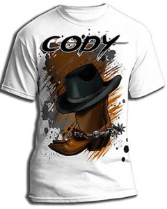  Airbrush Painted  Cowboy Boots and Hat Hoodie Shirt Hat Backpack Tag Mug Coaste - Picture 1 of 12