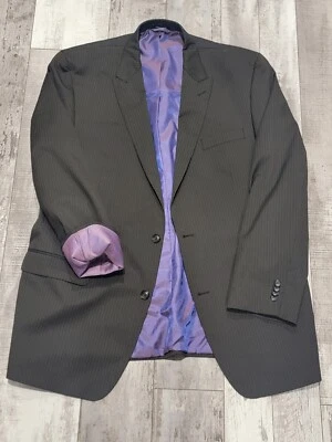 Abrigo deportivo 46L para hombre Sean John Blazer marrón grisáceo 2 botones a rayas Foto 1 de 4